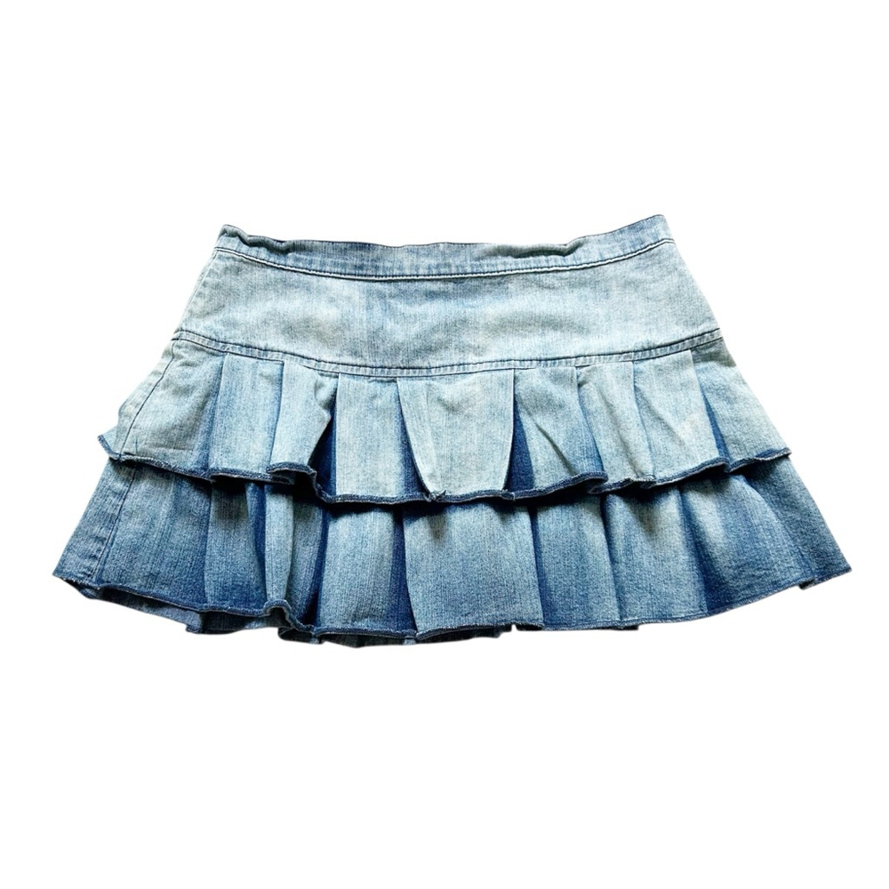 Vintage Y2K Armor Jeans Denim Ruffle Skirt Size 7/8 Early 2000’s Going Out Skirt